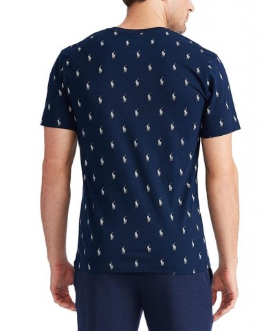 Men's Pony Print Sleep T-Shirt Blue $21.34 Pajama