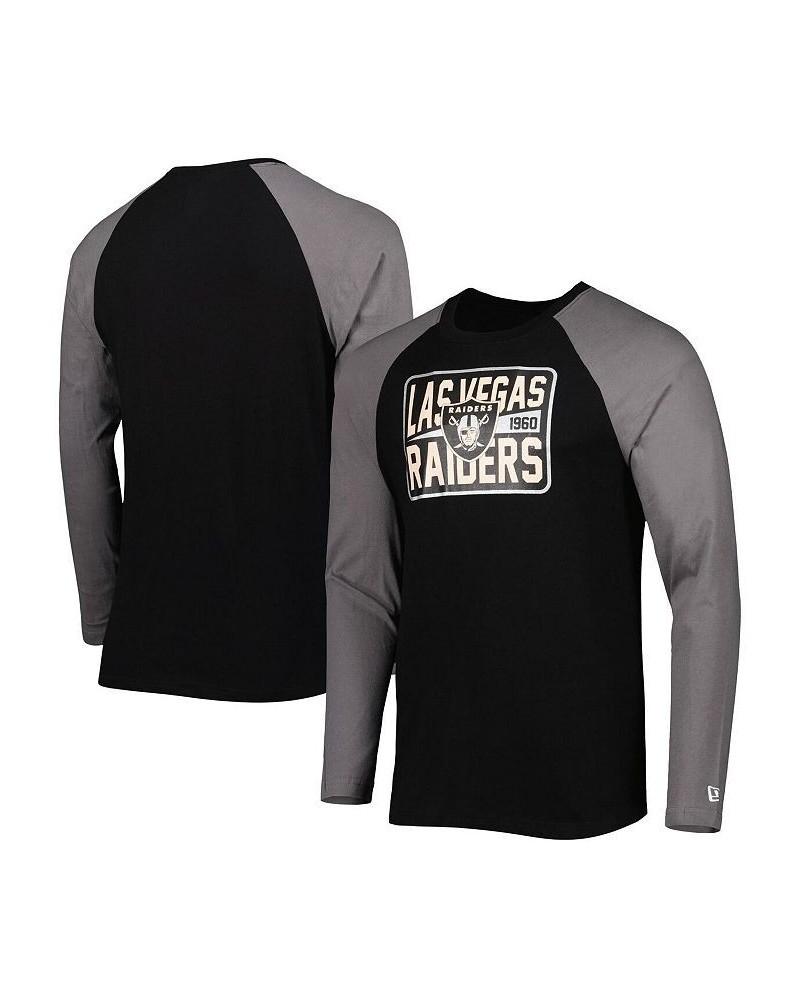 Men's Black Las Vegas Raiders Current Raglan Long Sleeve T-shirt $23.99 T-Shirts