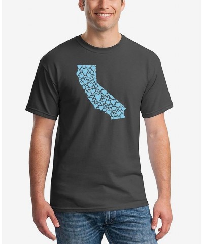 Men's California Hearts Word Art Short Sleeve T-shirt Gray $17.84 T-Shirts