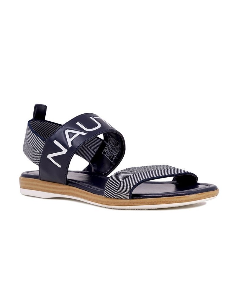 Women's Kristy Flat Sandals Blue $23.10 Shoes