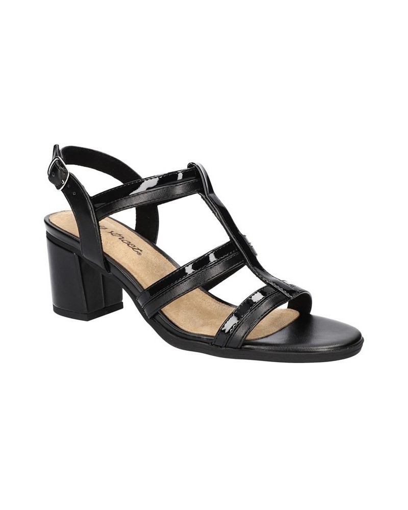 Women's Fiesta Block Heel Sandals Black $32.25 Shoes