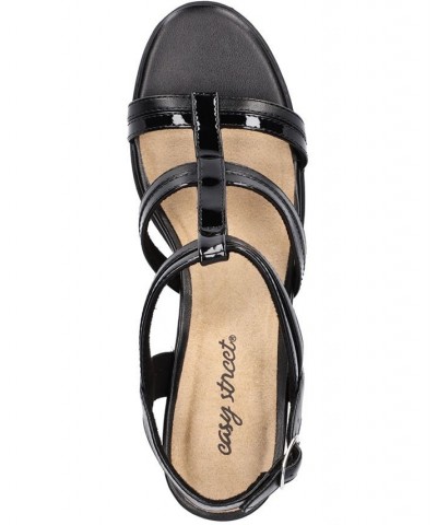 Women's Fiesta Block Heel Sandals Black $32.25 Shoes