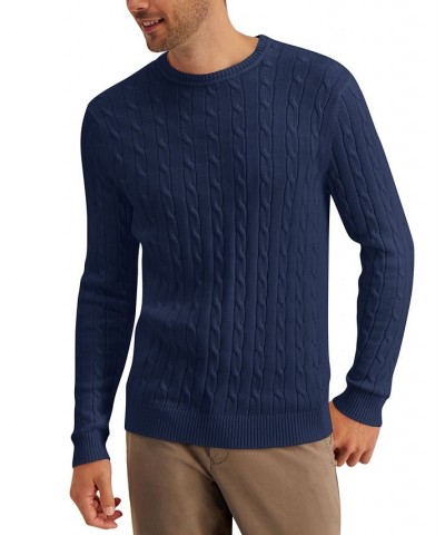 Men's Cable-Knit Cotton Sweater Blue $14.54 Sweaters