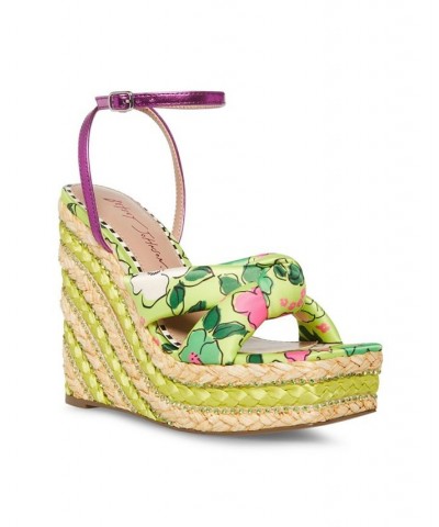 Women's Pansie Floral Wedge Sandals PD02 $53.46 Shoes