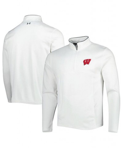 Men's White Wisconsin Badgers Tempo Fleece Quarter-Zip Jacket $42.50 Jackets