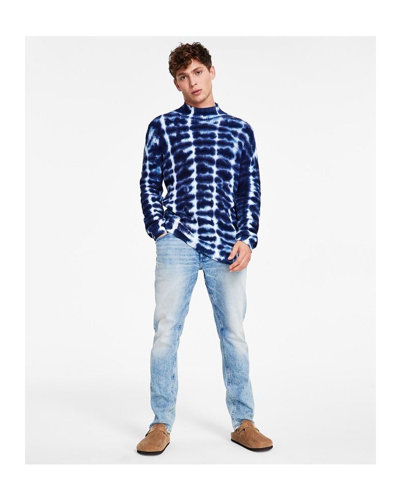 Men's Waffle Tie-Dye Mock Neck Sweater Blue $17.12 Sweaters