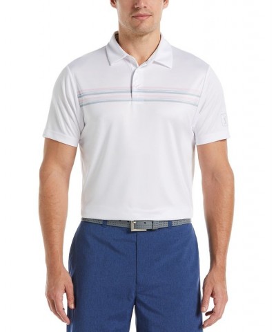 Men's Chest Stripe Short Sleeve Golf Polo White $14.88 Polo Shirts