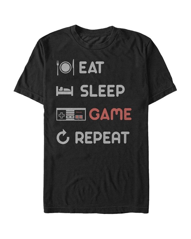 Nintendo Men's NES Eat Sleep Game Repeat Short Sleeve T-Shirt Black $16.49 T-Shirts