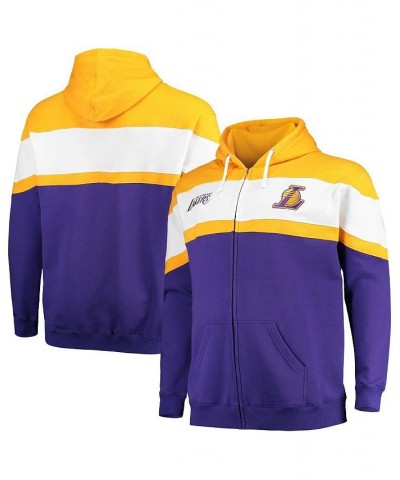 Men's Purple, Gold-Tone Los Angeles Lakers Big and Tall Colorblock Wordmark Tripod Full-Zip Hoodie $31.31 Sweatshirt