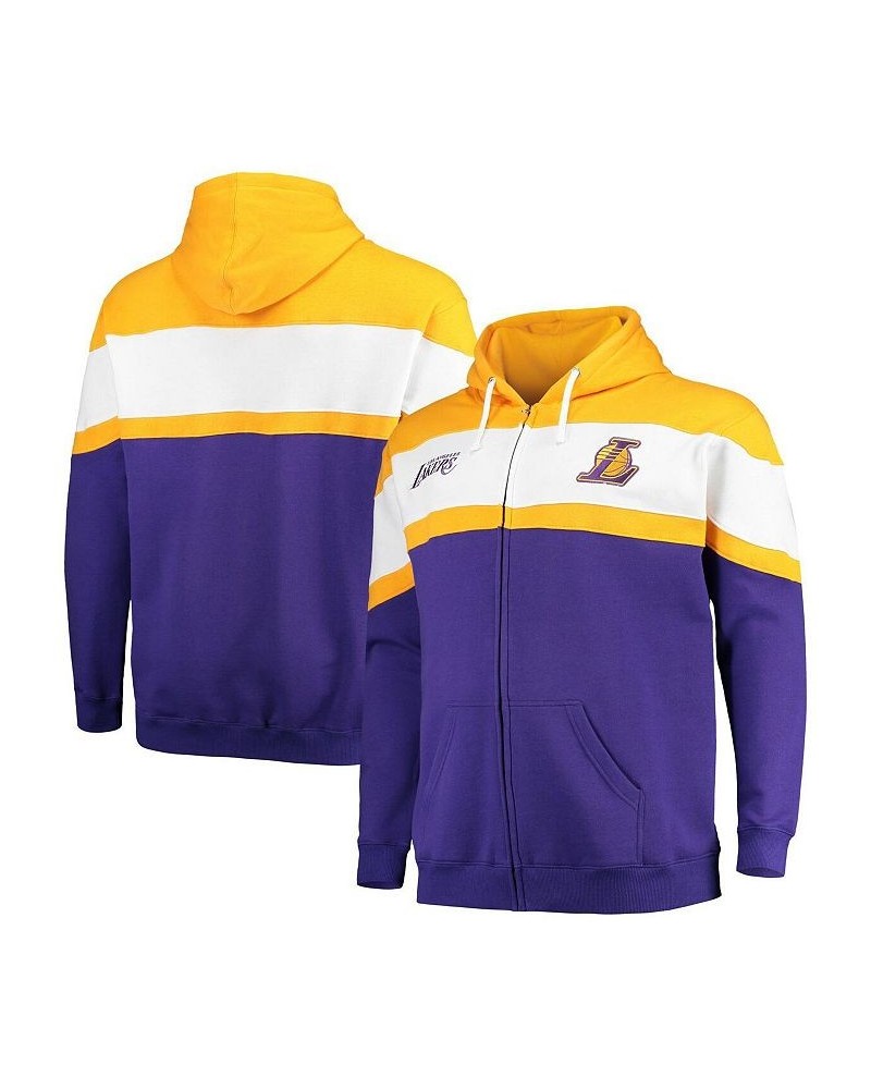 Men's Purple, Gold-Tone Los Angeles Lakers Big and Tall Colorblock Wordmark Tripod Full-Zip Hoodie $31.31 Sweatshirt