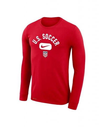 Men's Red USMNT Lockup Legend Performance Long Sleeve T-shirt $23.99 T-Shirts