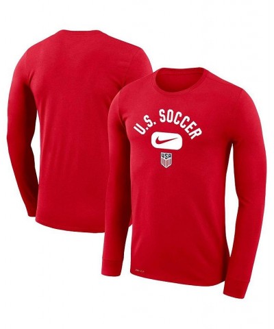 Men's Red USMNT Lockup Legend Performance Long Sleeve T-shirt $23.99 T-Shirts