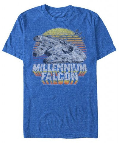 Star Wars Men's Classic Millennium Falcon Sunset Short Sleeve T-Shirt Blue $20.64 T-Shirts