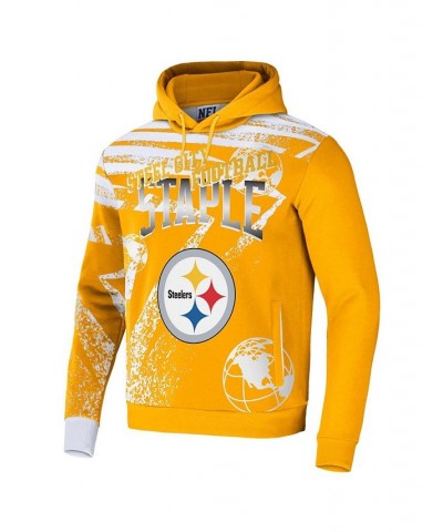 Men's NFL X Staple Yellow Pittsburgh Steelers Team Slogan All Over Print Pullover Hoodie $38.49 Sweatshirt