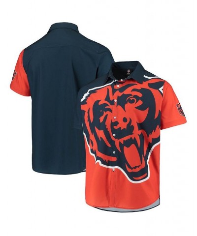 Men's Orange Chicago Bears Big Logo Button-Up Woven T-shirt $40.00 T-Shirts
