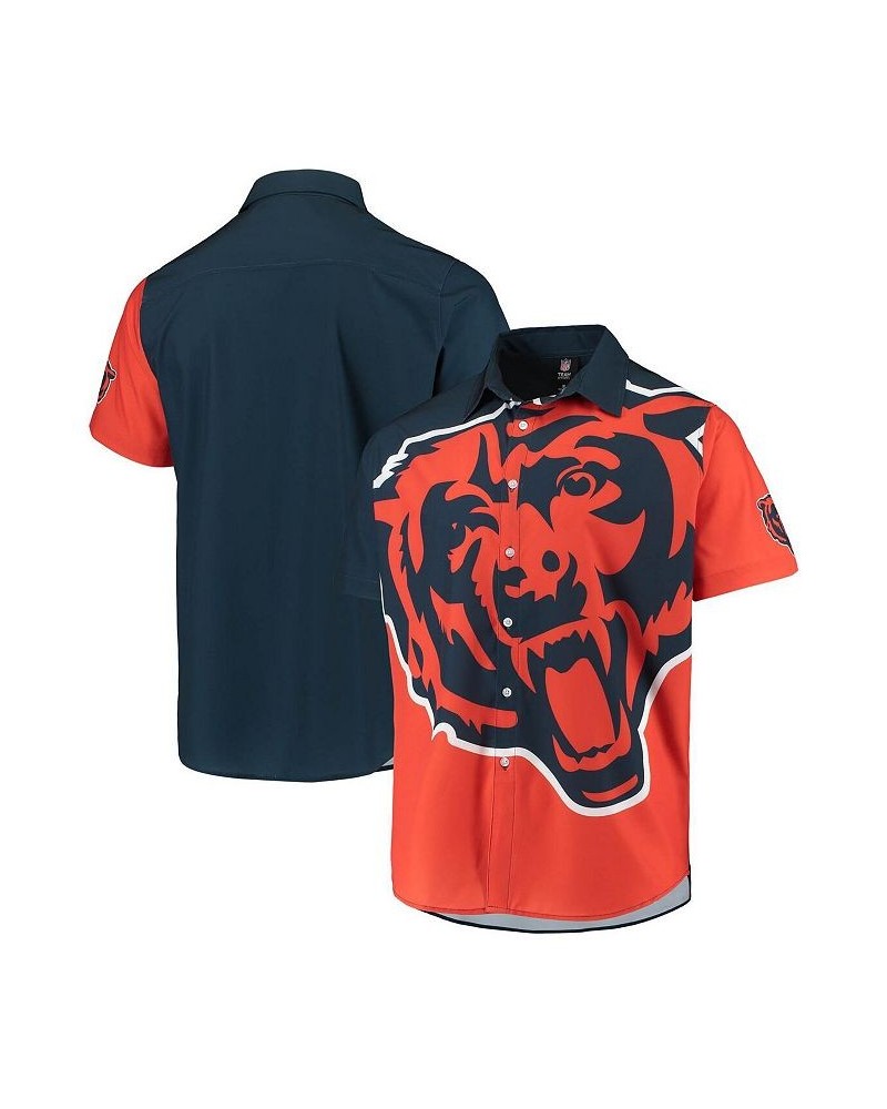 Men's Orange Chicago Bears Big Logo Button-Up Woven T-shirt $40.00 T-Shirts