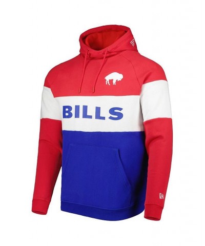 Men's Royal and Red Buffalo Bills Colorblock Throwback Pullover Hoodie $32.85 Sweatshirt