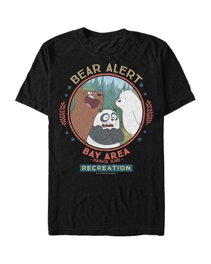 Men's We Bare Bears Bay Area Bear Alert Circle Short Sleeve T- shirt Black $15.40 T-Shirts