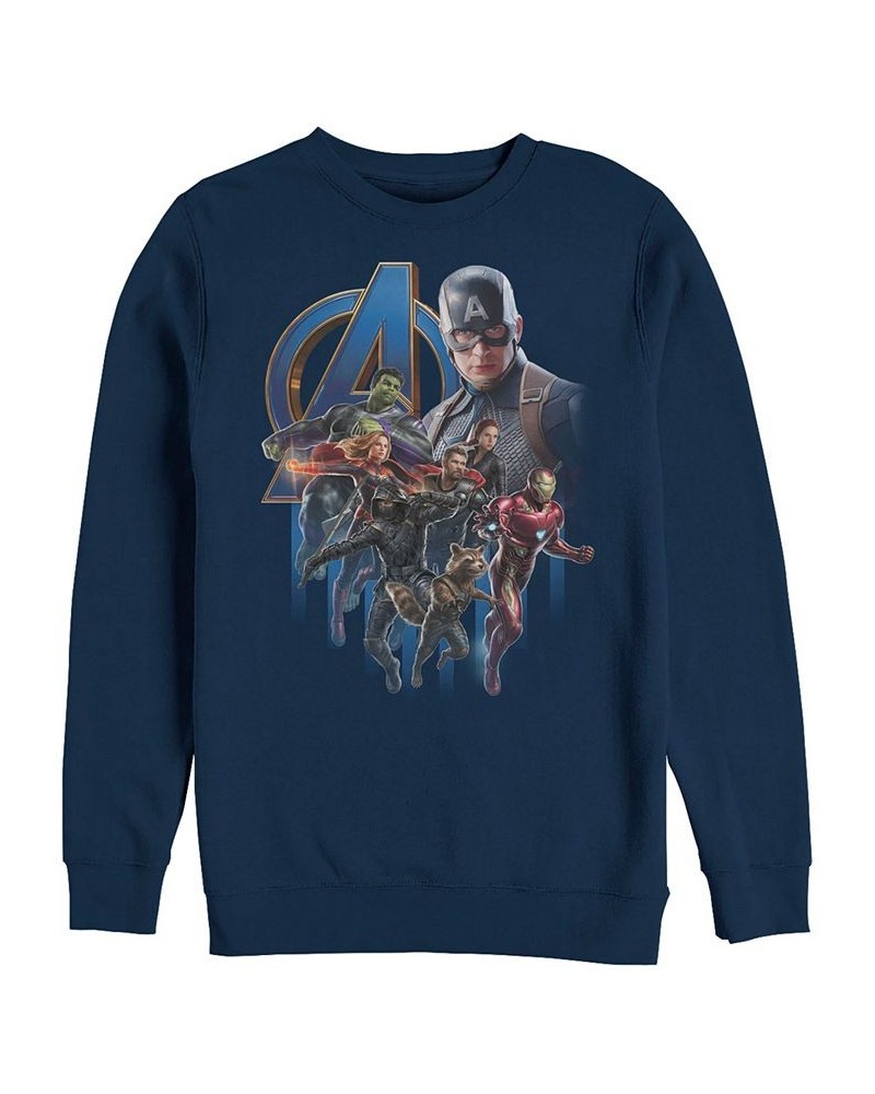 Marvel Men's Avengers Endgame Classic Logo Captain America Group, Crewneck Fleece Blue $31.89 Sweatshirt