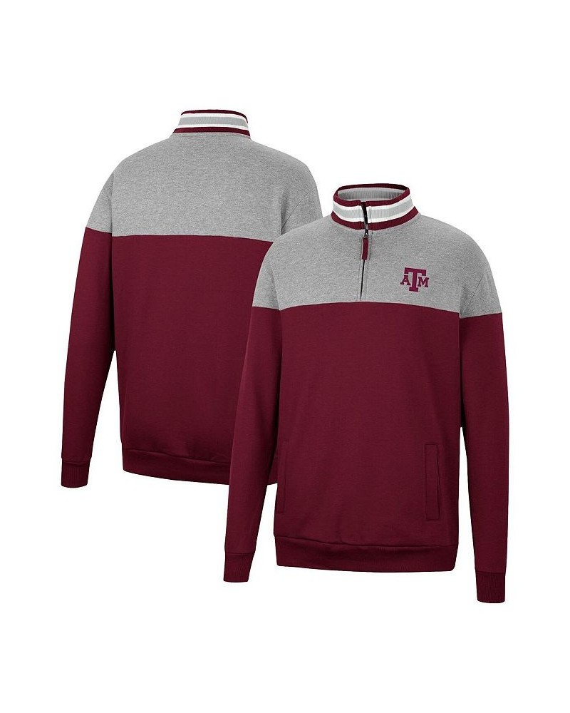 Men's Heathered Gray, Maroon Texas A&M Aggies Be the Ball Quarter-Zip Top $28.00 Sweatshirt