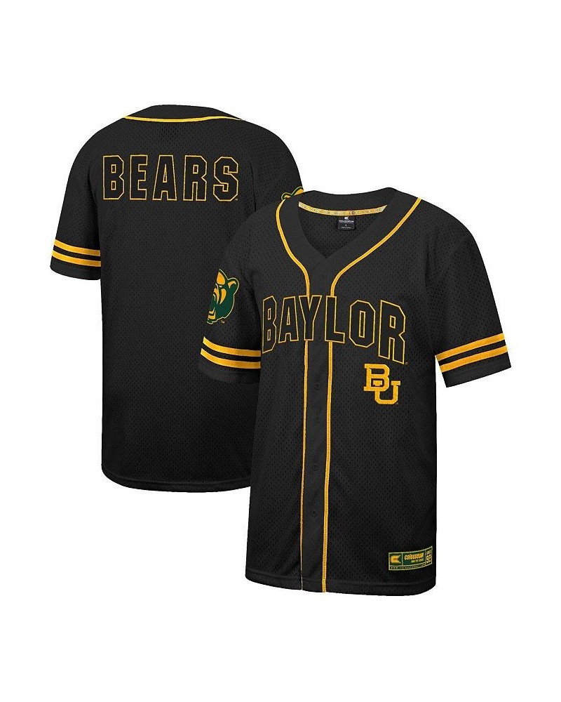 Men's Black Baylor Bears Free Spirited Mesh Button-Up Baseball Jersey $37.50 Jersey