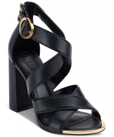 Women's Emelen Crisscross Strappy Dress Sandals Black $47.68 Shoes