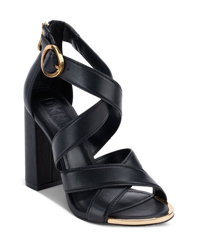 Women's Emelen Crisscross Strappy Dress Sandals Black $47.68 Shoes