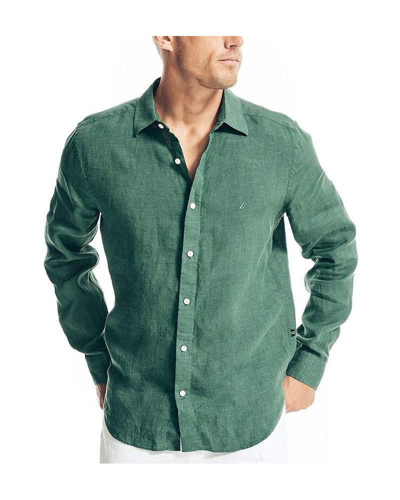 Men's Classic-Fit Long-Sleeve Button-Up Solid Linen Shirt PD07 $30.96 Shirts