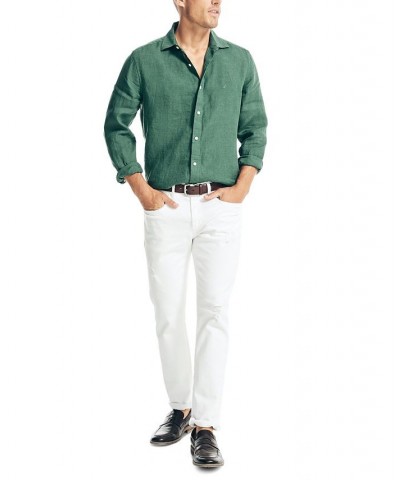 Men's Classic-Fit Long-Sleeve Button-Up Solid Linen Shirt PD07 $30.96 Shirts