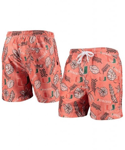 Men's Orange Miami Hurricanes Vintage-Like Floral Swim Trunks $30.10 Swimsuits