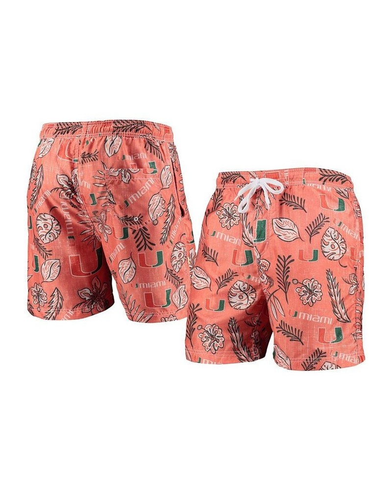 Men's Orange Miami Hurricanes Vintage-Like Floral Swim Trunks $30.10 Swimsuits