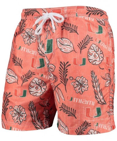 Men's Orange Miami Hurricanes Vintage-Like Floral Swim Trunks $30.10 Swimsuits