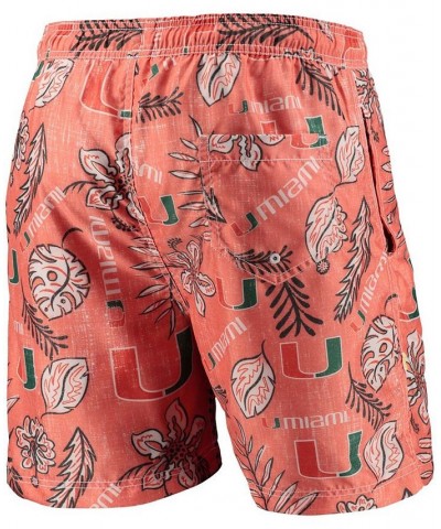 Men's Orange Miami Hurricanes Vintage-Like Floral Swim Trunks $30.10 Swimsuits