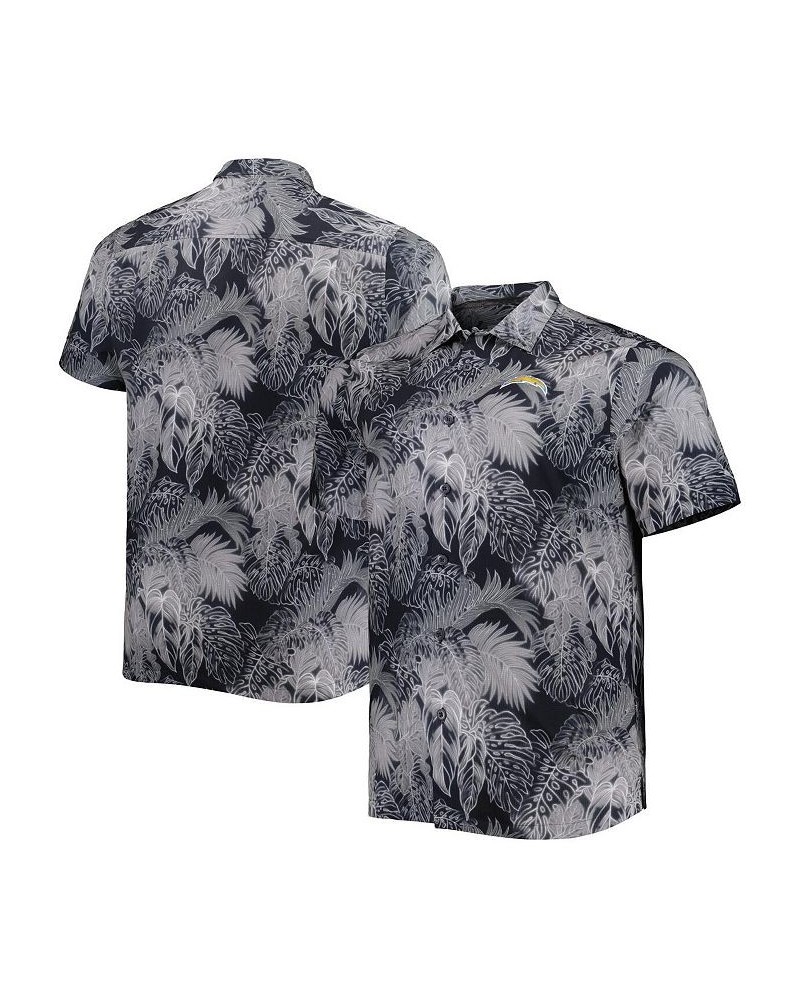 Men's Black Los Angeles Chargers Big and Tall Bahama Coast Luminescent Fronds Camp IslandZone Button-Up Shirt $50.32 Shirts