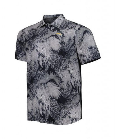 Men's Black Los Angeles Chargers Big and Tall Bahama Coast Luminescent Fronds Camp IslandZone Button-Up Shirt $50.32 Shirts