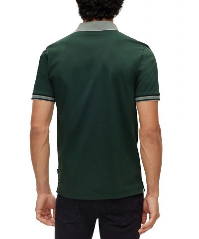 BOSS Men's Interlock-Cotton Polo Shirt with Contrast Tipping Green $48.64 Polo Shirts