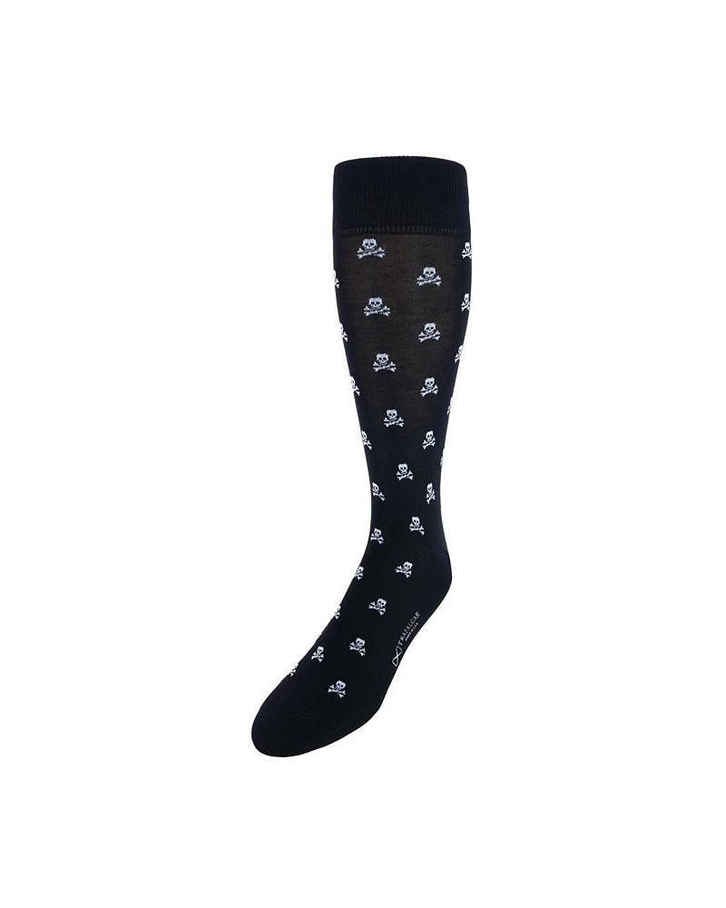 Rodger Skull and Cross Bones Mercerized Cotton Mid-Calf Socks Black $19.44 Socks