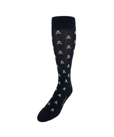 Rodger Skull and Cross Bones Mercerized Cotton Mid-Calf Socks Black $19.44 Socks