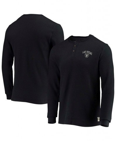 Men's Black Las Vegas Raiders Thermal Henley Long Sleeve T-shirt $27.26 T-Shirts