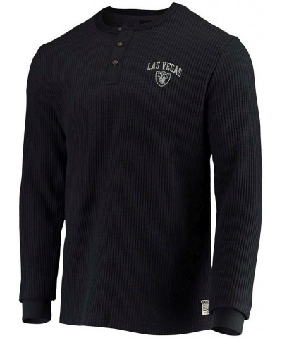 Men's Black Las Vegas Raiders Thermal Henley Long Sleeve T-shirt $27.26 T-Shirts