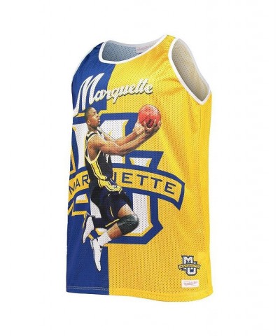 Men's Dwyane Wade Blue, Gold Marquette Golden Eagles Sublimated Player Big and Tall Tank Top $48.40 T-Shirts