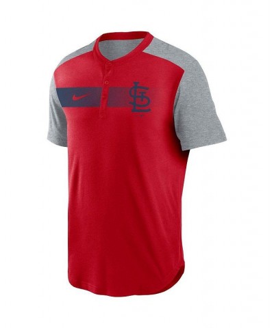Men's Red St. Louis Cardinals Fade Performance Tri-Blend Henley T-shirt $34.44 T-Shirts