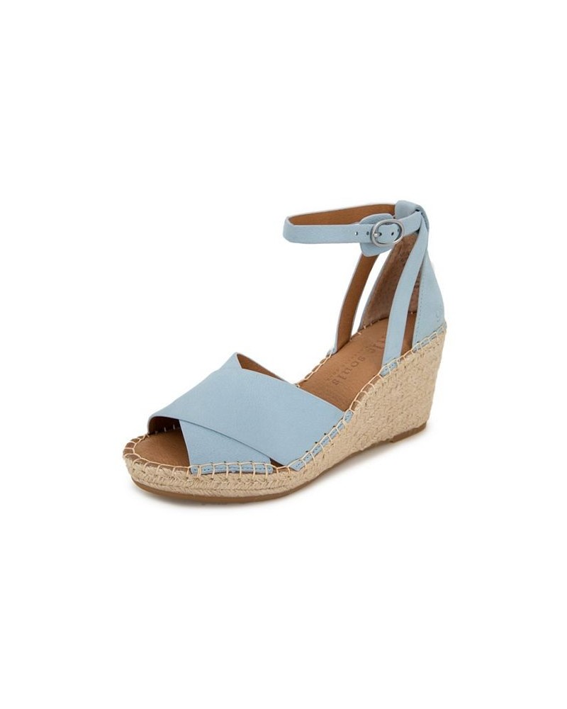 Women's Charli X Band Wedge Espadrille Sandals Pale Blue Nubuck $77.49 Shoes