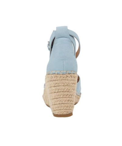 Women's Charli X Band Wedge Espadrille Sandals Pale Blue Nubuck $77.49 Shoes