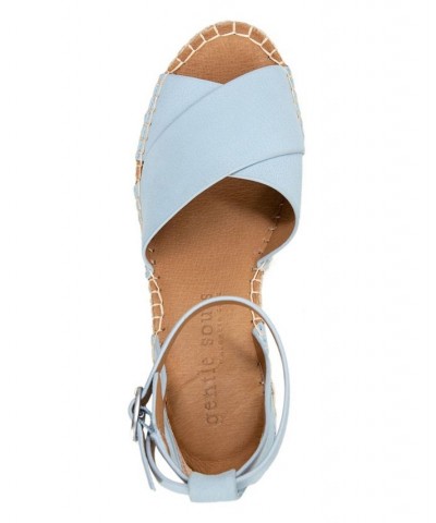 Women's Charli X Band Wedge Espadrille Sandals Pale Blue Nubuck $77.49 Shoes