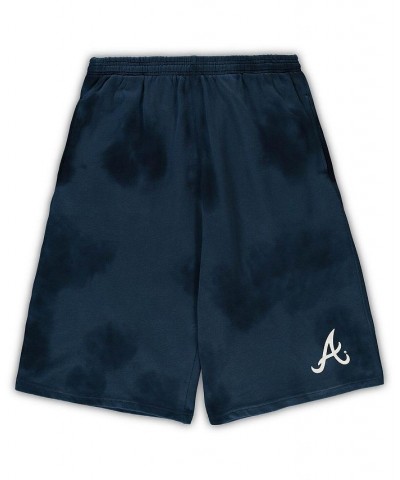 Men's Navy Atlanta Braves Big and Tall Tie-Dye Fleece Shorts $25.20 Shorts