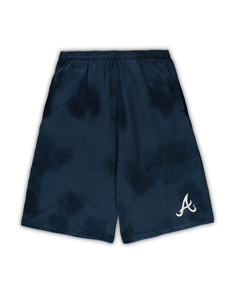 Men's Navy Atlanta Braves Big and Tall Tie-Dye Fleece Shorts $25.20 Shorts