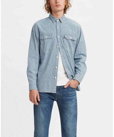 Men's Classic Worker Denim Relaxed Fit Over Shirt Blue $34.30 Shirts