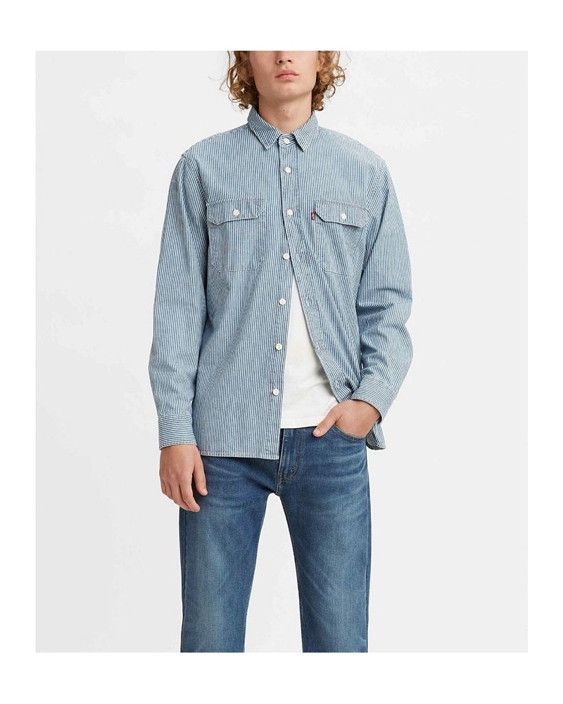 Men's Classic Worker Denim Relaxed Fit Over Shirt Blue $34.30 Shirts