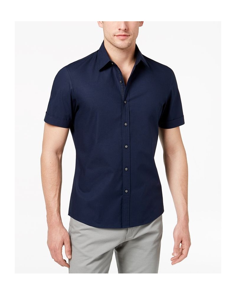 Men's Solid Stretch Shirt Blue $51.74 Shirts